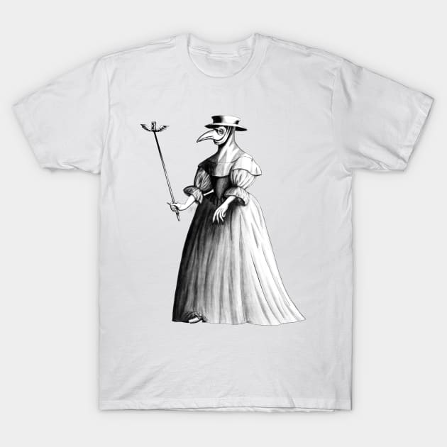 Lady Plague Doctor (white) T-Shirt by AlexTal